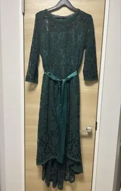 結婚式 パーティー お呼ばれドレス グリーン Lサイズ