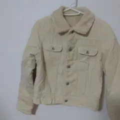 ボア襟付きクリーム色コーデュロイジャケット