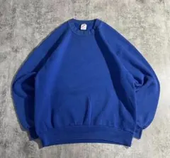 USA製JERZEES無地スウェットブルー青Lジャージーズ短丈80s