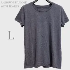 セシール　半袖クルーネックTシャツ　シンプル　グレー　 L カジュアルのサムネイル