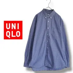 良品【ユニクロ】エクストラファインコットンブロードチェックシャツ　ネルシャツ　M