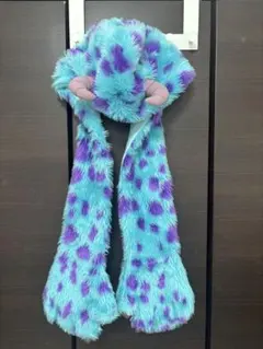 モンスターズインク　サリー　マフラー　ファーキャップ 青紫