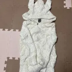 （未使用）ジェラピケウサギ耳フード付きホワイトセットアップ