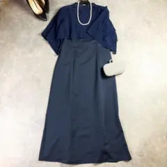 ユーカラー プチハイネックレースコンビロングワンピース ドレス XL パーティー