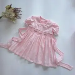 新品　スモッキングワンピース　ピンク　半袖　半袖　夏　アマイアキッズ　ファミリア
