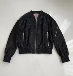 RHIE ♡ 軽量シルク混 フクレジャガード ボンバージャケット 黒