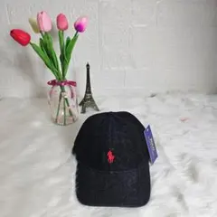 Polo 黒 キャップ刺繍ロゴ