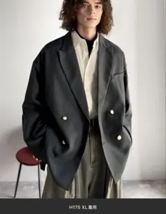 classicalelf オーバーサイズダブルジャケット　チャコールグレー