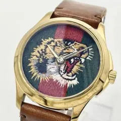 【稼働】グッチ 126.4 Gタイムレス タイガー シェリーライン ビー 腕時計