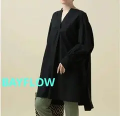 BAYFLOW 綿麻ブラウス 黒のサムネイル