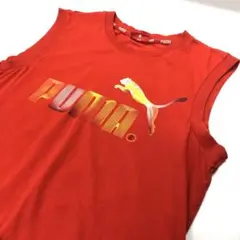 PUMA ノースリーブ プリントロゴ レッド メンズM