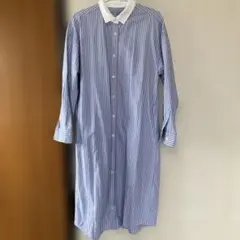 送料込無印良品ブルーストライプシャツワンピース M-L
