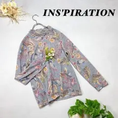 IN'SPIRATION ハイネックシャツ 長袖 メロウフリル ペイズリー柄