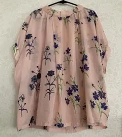 SUPER HAKKA 花柄　刺繍　コットン100%ブラウス　ピンク　フリーのサムネイル