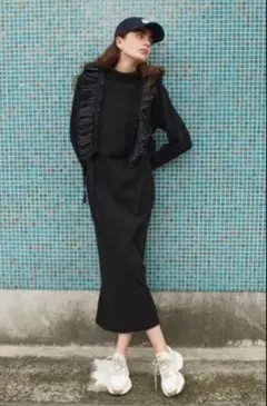 スナイデル ブラック ニットワンピース