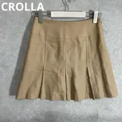 クローラ　ミニフレアスカート　プリーツ　日本製　38 カジュアル　ブラウン　美品
