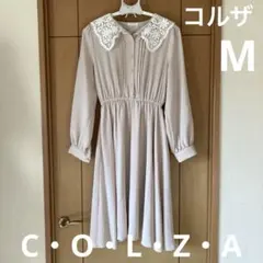 【COLZA】 襟付きシフォン風ワンピース M
