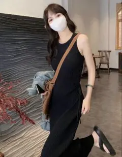 最終値下げ　SHEIN ノースリーブ　ニット　ワンピース　ブラック　Sサイズ