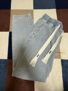 ライトブルーデニムパンツ ウエストゴム