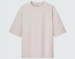 エアリズムコットンオーバーサイズTシャツ/5分袖　ライトグレーXL ユニクロのサムネイル
