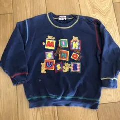 クマ刺繍付きネイビー トレーナー