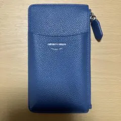 エンポリオ アルマーニ　スマホケース ジップ&ポケット ブルーグレー　未使用