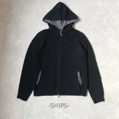 SHIPS/ニットパーカー/L/ブラック/ジップアップ/毛100%/カジュアル