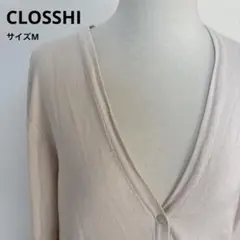CLOSSHI 薄いピンク Vネック 長袖カーディガンサイズM【346】