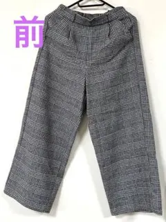 チェック柄 ワイドパンツ ゴムウエスト　春にピッタリ！おしゃれなワイドシルエット