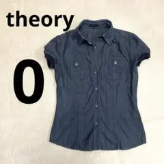 ☆theory シャツ 紺 半袖 コットン100 レディース 夏 0サイズ