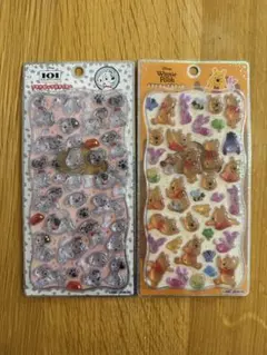 ディズニー　プチドロップステッカー　101匹わんちゃん　プーさん