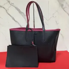 ✨極美品✨ LACOSTE ラコステ リバーシブル トートバッグ PVC 黒