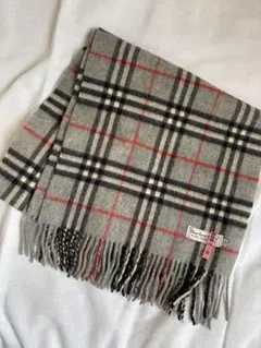バーバリー マフラー カシミヤ100 グレー　ノバチェック　クリーニング済み