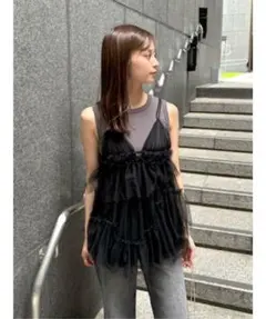 スナイデル　チュールキャミレイヤードトップス