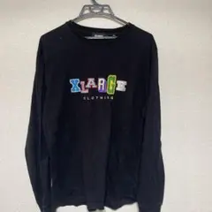 XIARGE ブラック ロゴ刺繍 長袖シャツ