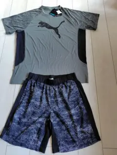 PUMA プーマ 半袖Tシャツ パンツセットグレー ブラック DRY XLサイズ