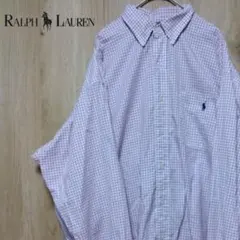 ラルフローレン ボタンダウンシャツ ポニーロゴ ワンポイント チェック柄 L