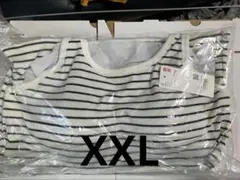 【大きいサイズ】オープンバックホルターブラトップ オフホワイト　ボーダー　XXL