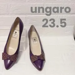 美品✨ungaro ウンガロ パープル 紫 リボン付き パンプス パーティのサムネイル