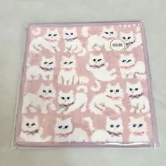 【完売品】FEILER モフモフネコチャンハンカチ ピンク