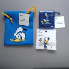 Disney ドナルドダック3点セット 巾着袋•クリアポーチ• ケーブルタイ