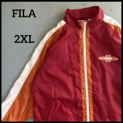 フルジップナイロン　FILAフィラ　90s 刺繍ロゴ　トラックジャケット　レッド