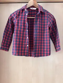 H&M 赤とネイビー チェック 長袖シャツ