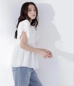 NATURAL BEAUTY BASICドロストギャザースリーブブラウスFREEのサムネイル