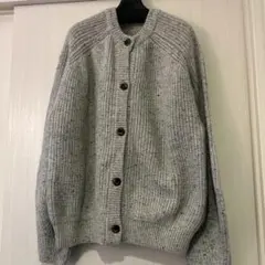 グレーのアクリルウールカーディガン F