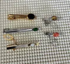 【訳あり】ヴィンテージ ネクタイピン 5点セット 昭和レトロ 天然石風