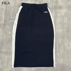フィラ【M】ひざ丈スカート タイト ストレート サイドライン バックスリット