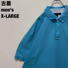 古着 TOMMY HILFIGER ポロシャツ ウォーターブルー XL