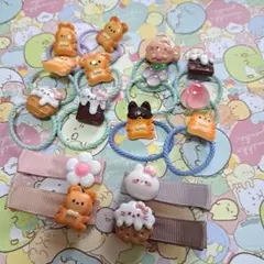 キッズヘアリボン　ヘアゴム　へアクセサリー　12本セット　ヘアクリップセット