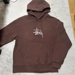 【希少カラー】STUSSY ブラウン センター刺繍ロゴパーカー Lサイズ
